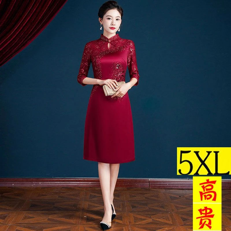 小个子妈妈参加结婚礼服高贵年轻喜婆婆婚宴装秋冬新款醋酸缎旗袍