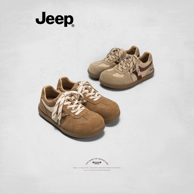 Jeep吉普2025秋季低帮小众百搭潮流德训鞋真皮系带运动休闲时尚鞋
