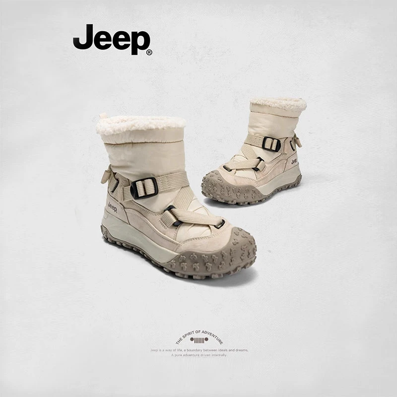 【Jeep吉普】秋冬雪地靴中筒防寒防滑时尚休闲加绒加厚保暖抗寒棉鞋