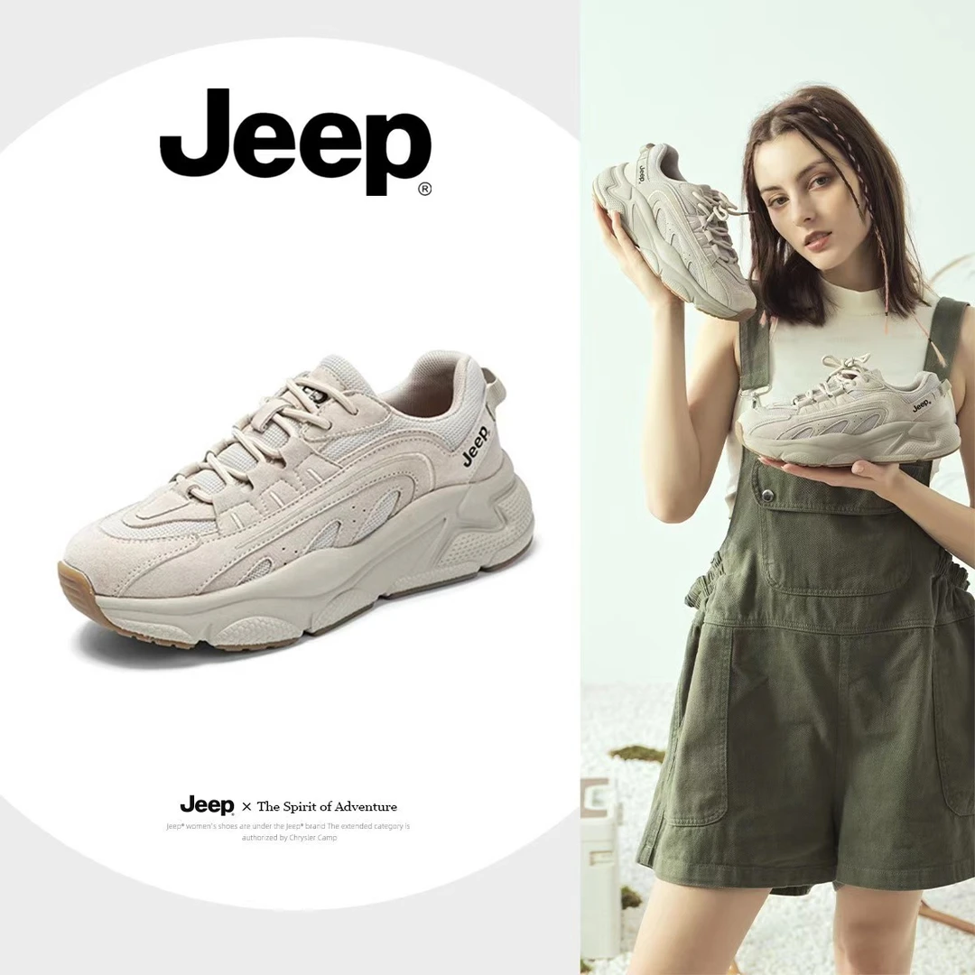 【JEEP吉普】2025秋季款百搭显脚小厚底轻便跑步女款时尚潮流老爹鞋
