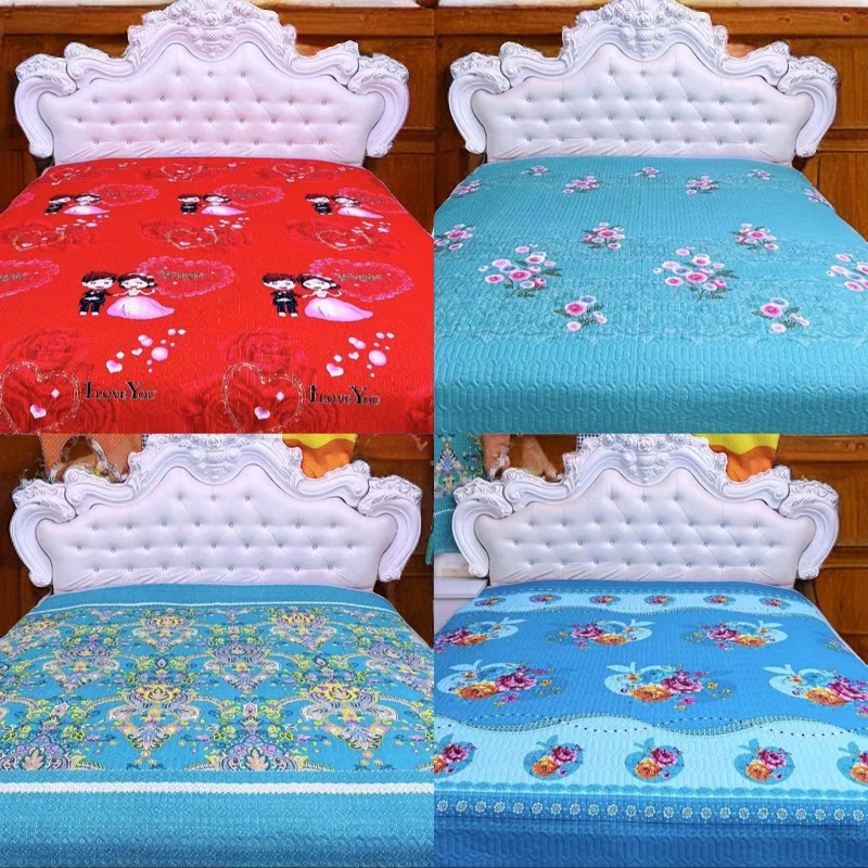 【多色可选床单床盖】印花款亲肤柔软床单三层夹棉加厚双面床盖