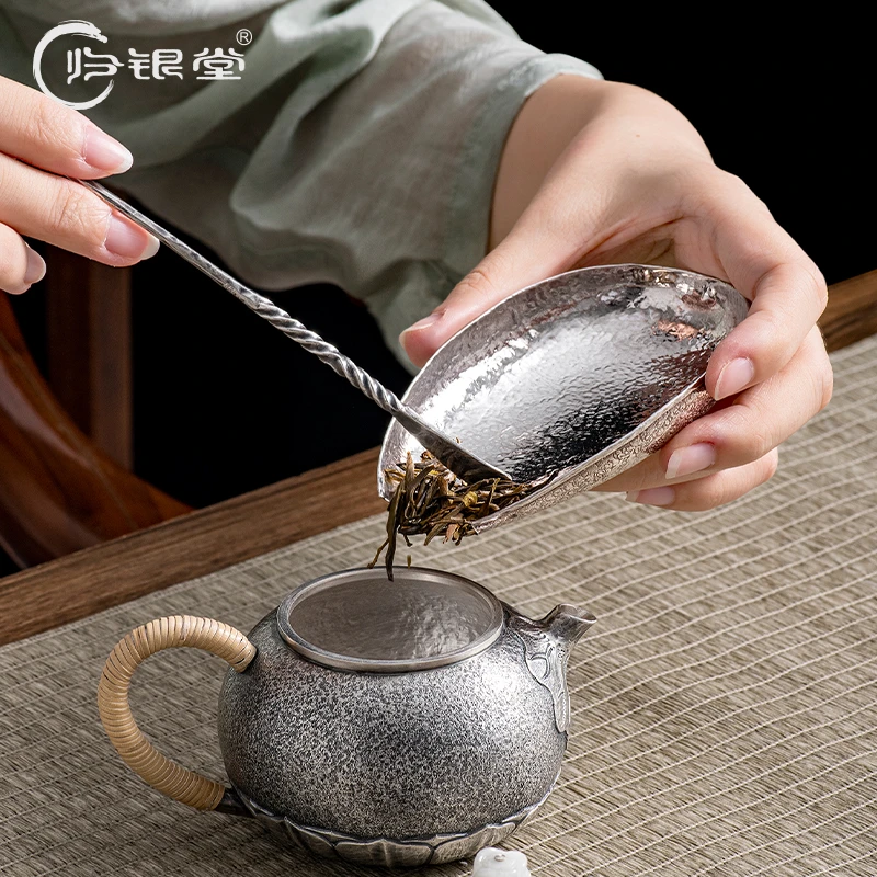 归银堂足银999茶则茶勺茶铲套装茶道配件银器茶具GS-SCC210512