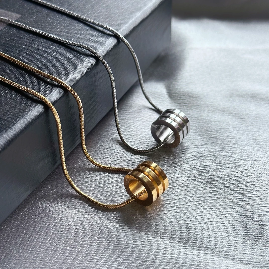 卡兰茵 不锈钢吊坠 韩系三环小蛮腰项链吊坠个性时尚百搭小众嘻哈