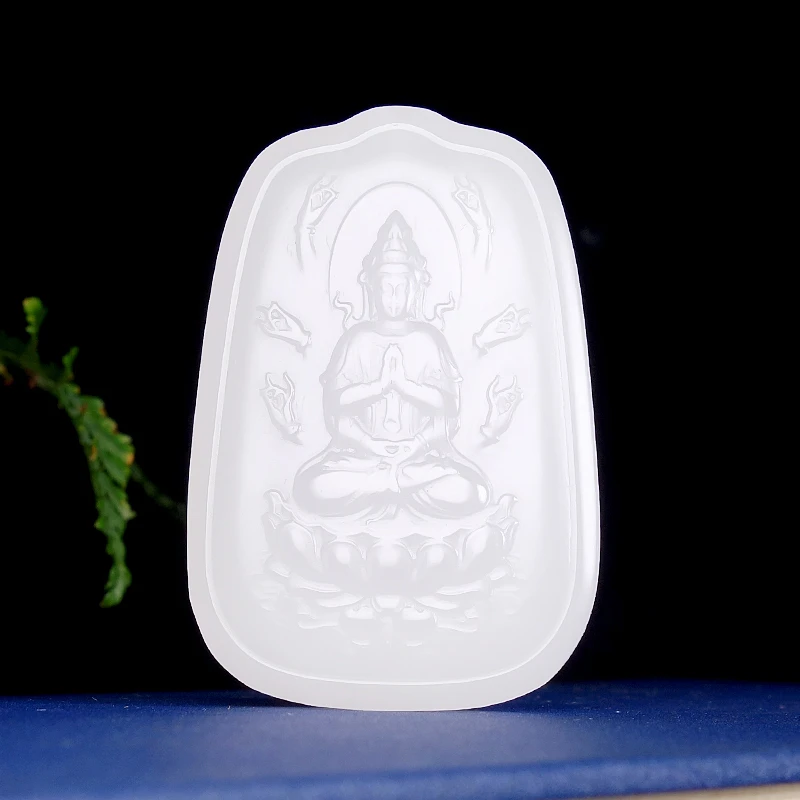 天然新疆金丝玉千手观音牌子男士双面精雕生肖鼠守护神玉石吊坠