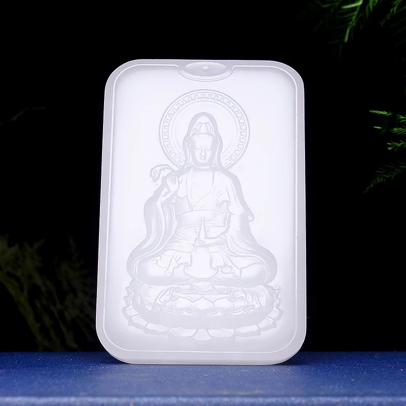 天然新疆金丝玉莲花座观音牌精雕白色精品巧雕双面观世音菩萨吊坠