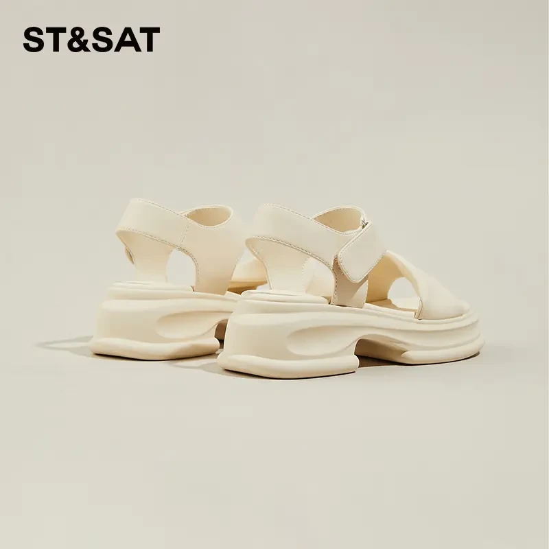 星期六休闲厚底凉鞋女款夏季2024年新款时尚百搭外穿魔术贴沙滩鞋