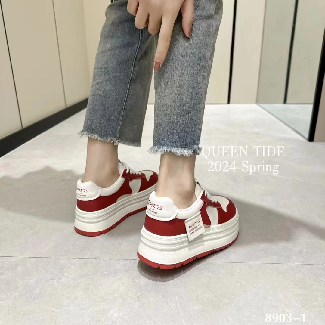 春季新款女士时尚板鞋圆头拼色运动休闲鞋低帮女鞋 8903-1