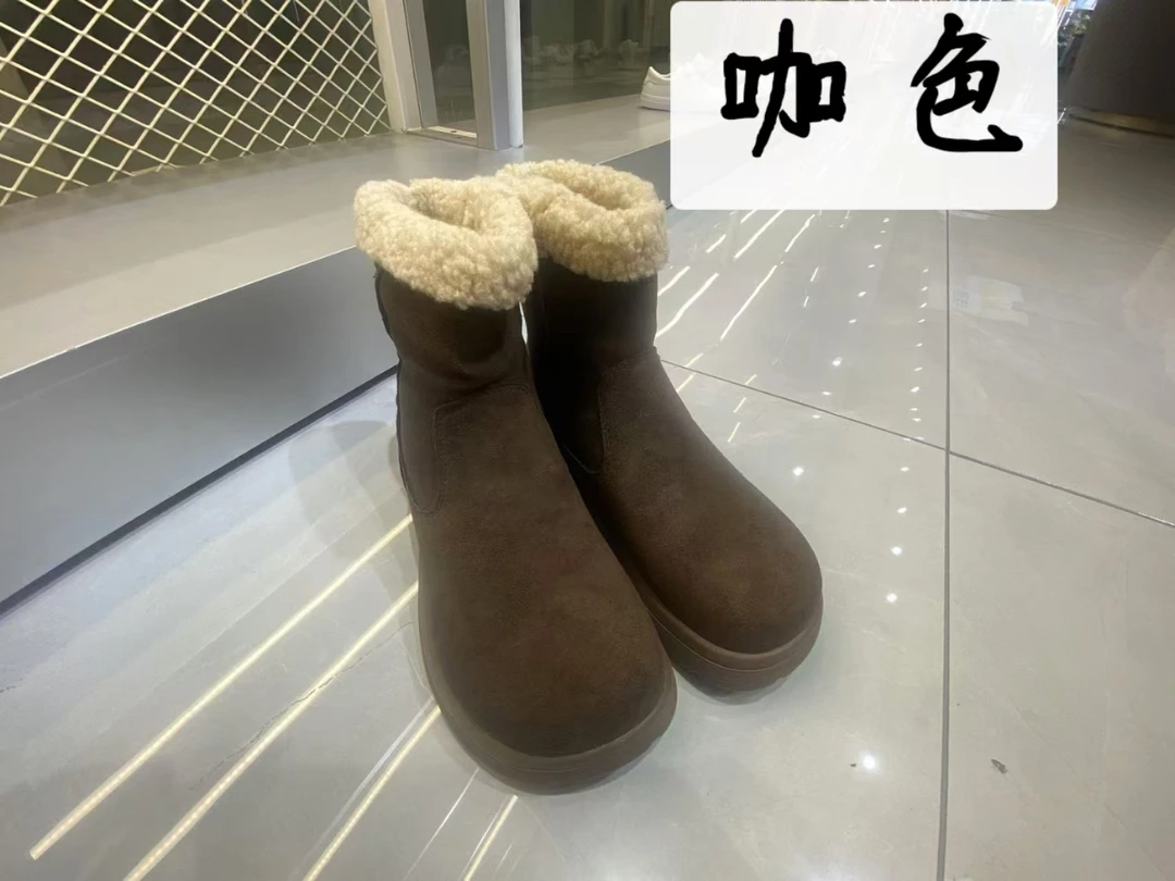 皮毛一体雪地靴女鞋冬季羊糕毛平底小短靴加绒保暖勃肯棉鞋  9685