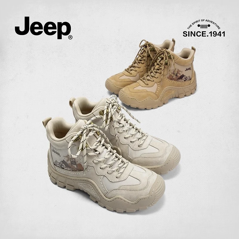 Jeep/吉普高帮户外登山鞋女防滑2023秋冬沙漠鞋工装徒步马丁靴女
