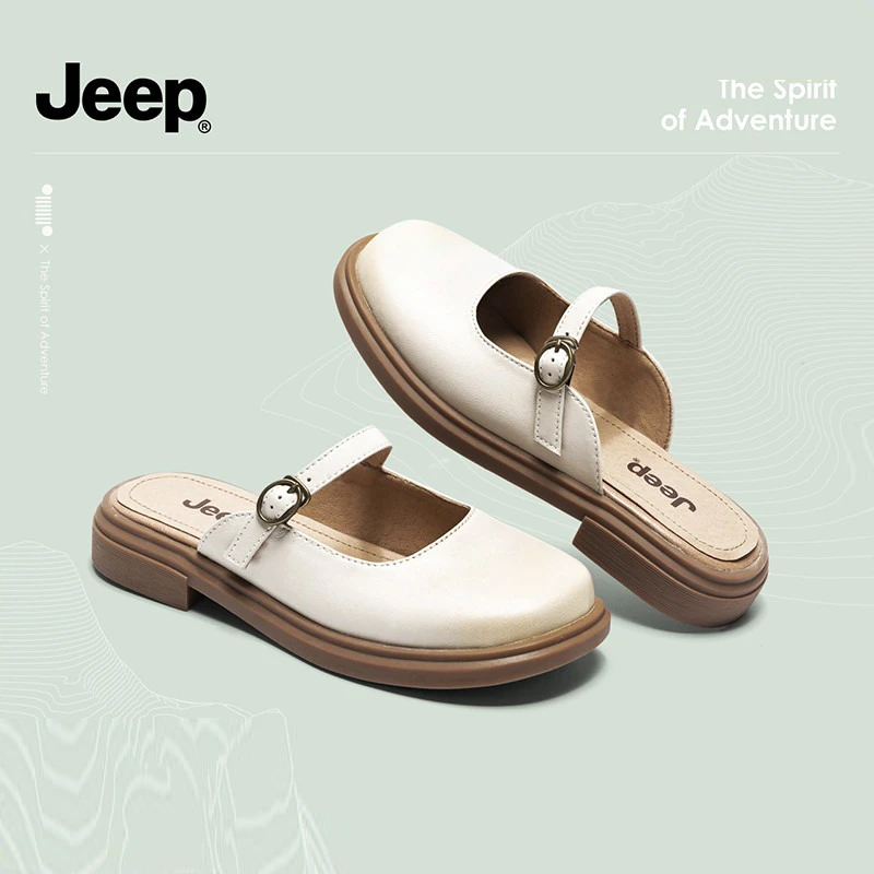 Jeep/吉普法式穆勒鞋女玛丽珍半拖2023新款勃肯鞋外穿包头拖鞋女