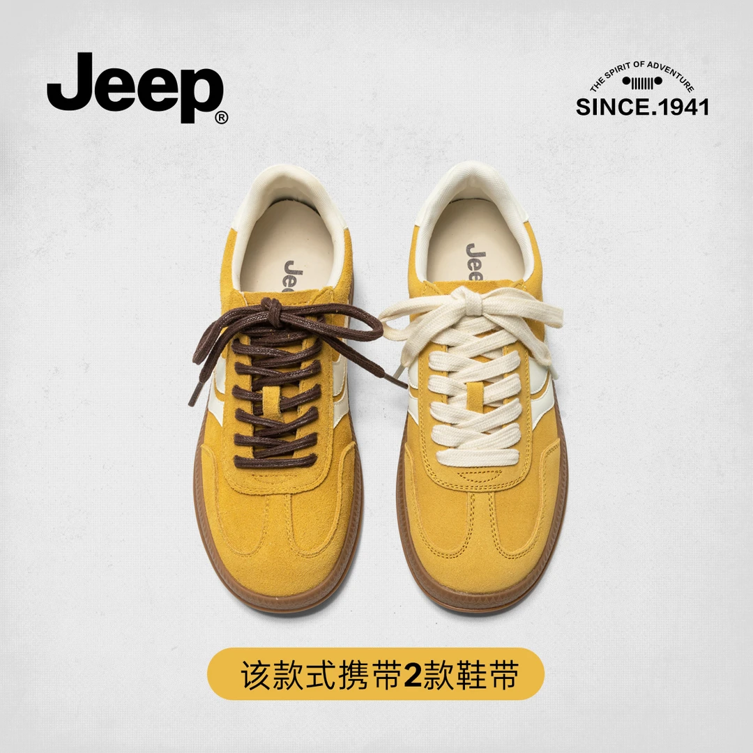 jeep复古百搭小黄鞋德训鞋女2025新款超软轻便平底经典运动板鞋Y