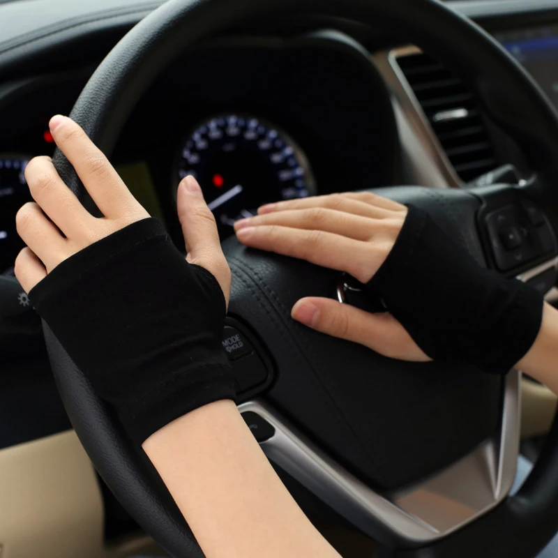 手套女防晒夏男遮纹身疤痕短款露半指棉透气薄冰丝开车骑车护手袖