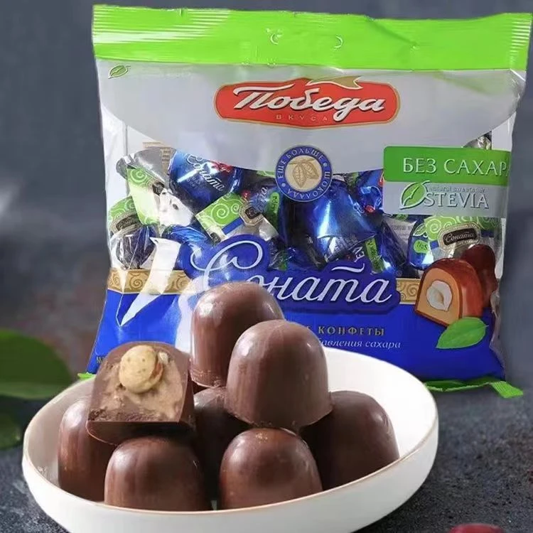 【大妮】俄罗斯进口胜利无蔗糖纯可可脂榛子坚果夹心巧克力200g