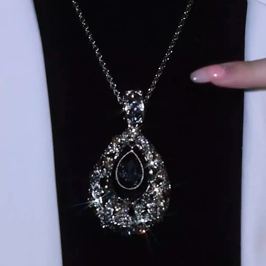 钛钢项链 余生有你水滴形毛衣链大气项链轻奢时尚百搭挂件配饰潮