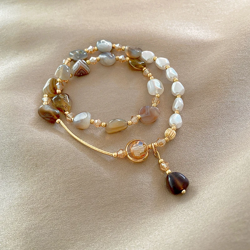 钛钢莫桑石手链 双层叠戴串珠手链女ins小众手饰百搭情侣闺蜜手环