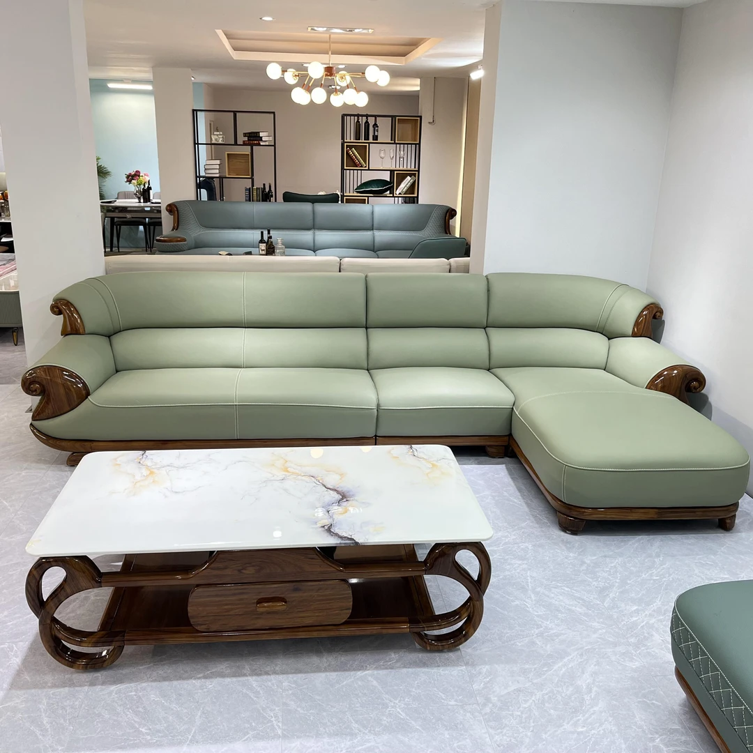 奢华乌金木加厚头层牛皮沙发贵妃转角组合家用轻奢370-95-90贵180