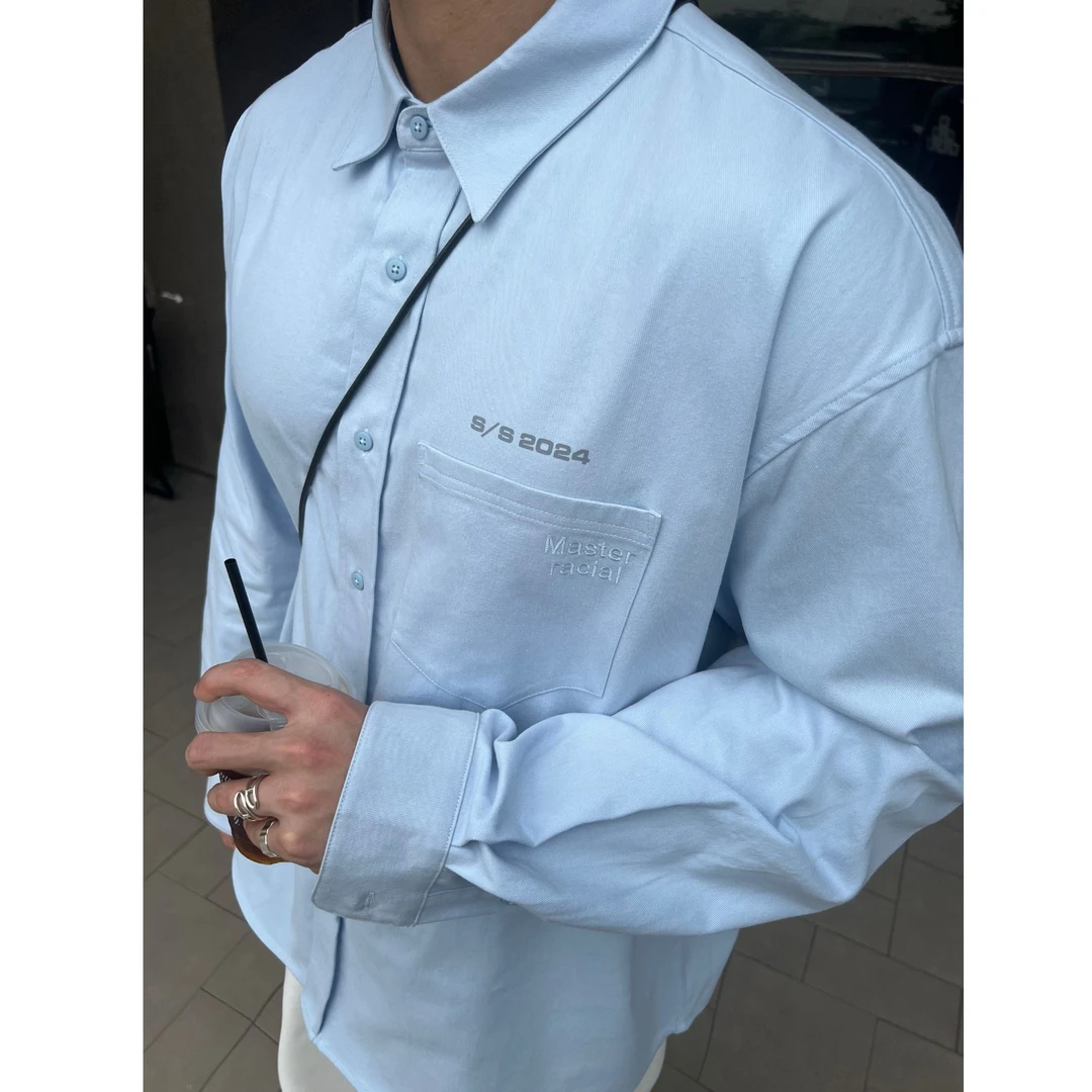 “蓝色衬衫”设计师早秋精梳棉衬衣蓝色夹克衬衫外套SM11833