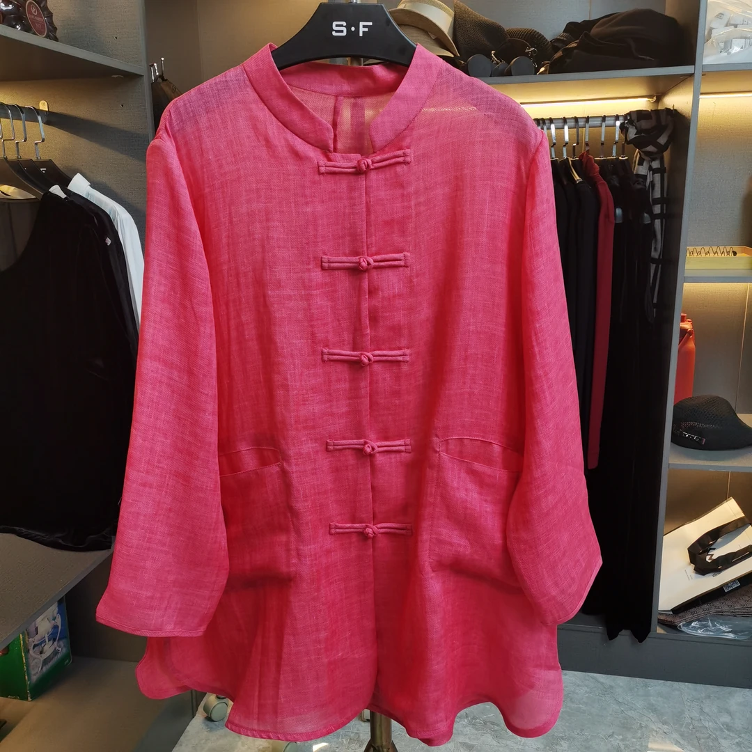 《立秋》中式扣长袖苎麻双兜