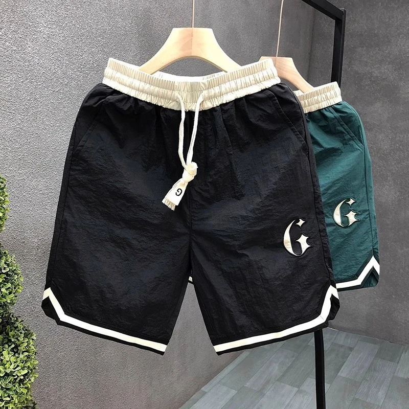 夏季速干薄款运动直筒短裤男2024新款潮流宽松夏天外穿篮球五分裤