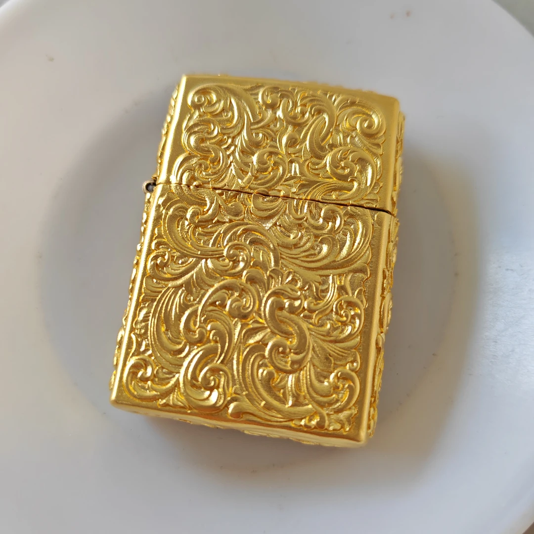 足金999唐草纹打火机壳文玩配饰