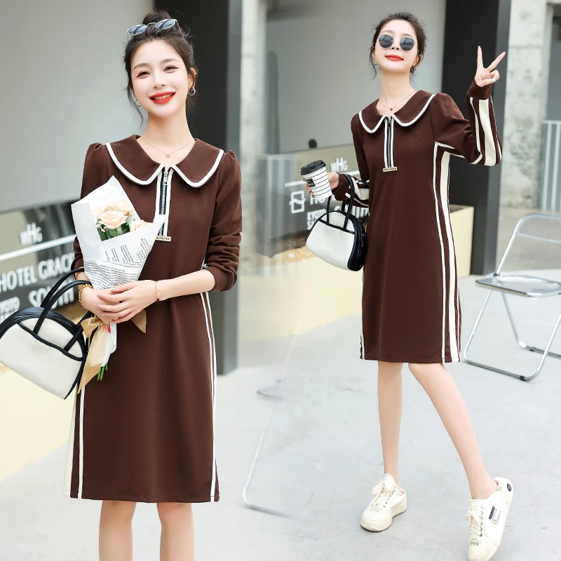 现货2025年春装新款百搭时尚大方简约个性气质显瘦连帽连衣裙