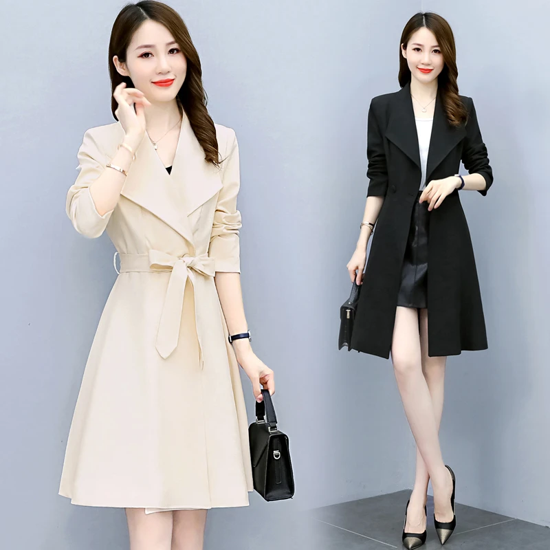 2024年秋季时尚潮流纯色风衣外套