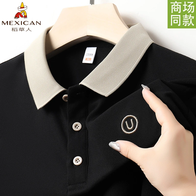 Mexican/稻草人POLO衫男士刺绣宽松短袖夏季休闲潮流半袖百搭T恤·
