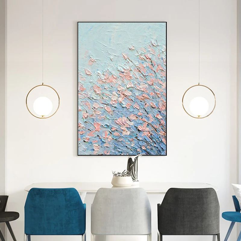 忒派原创纯手绘厚油花卉刀画《裙袂染香》现代餐厅装饰画清新卧室画