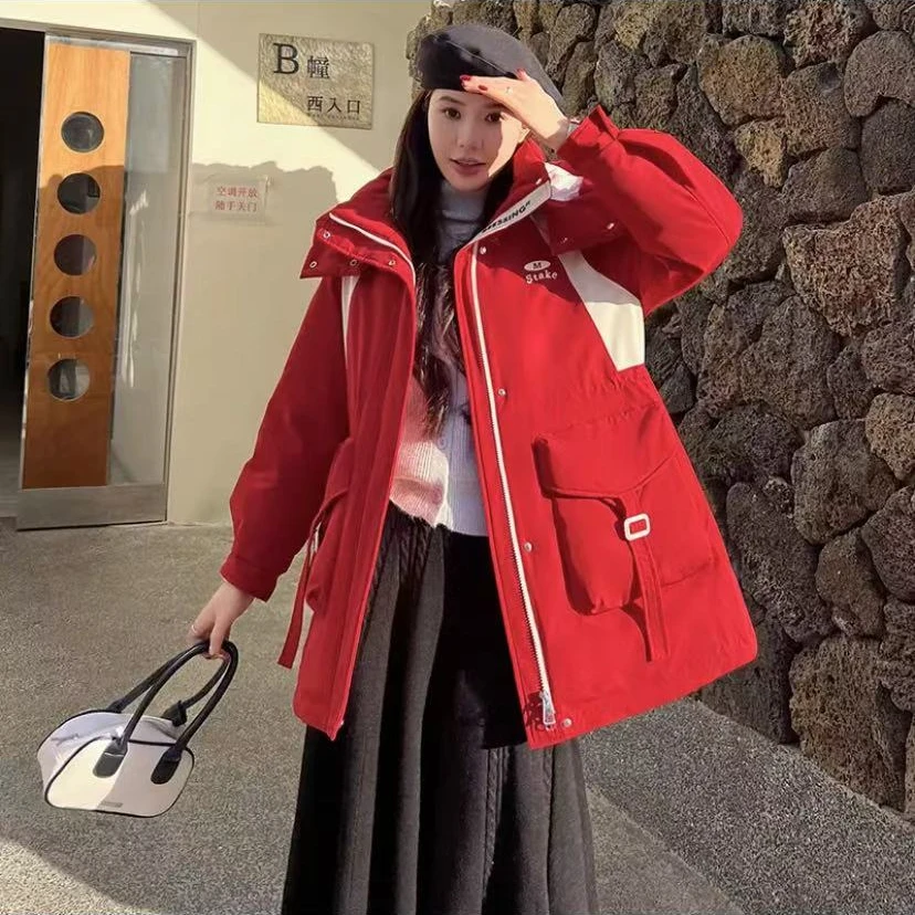 新款派克撞色秋冬时尚休闲保暖羽绒服加厚潮流收腰防风-3522