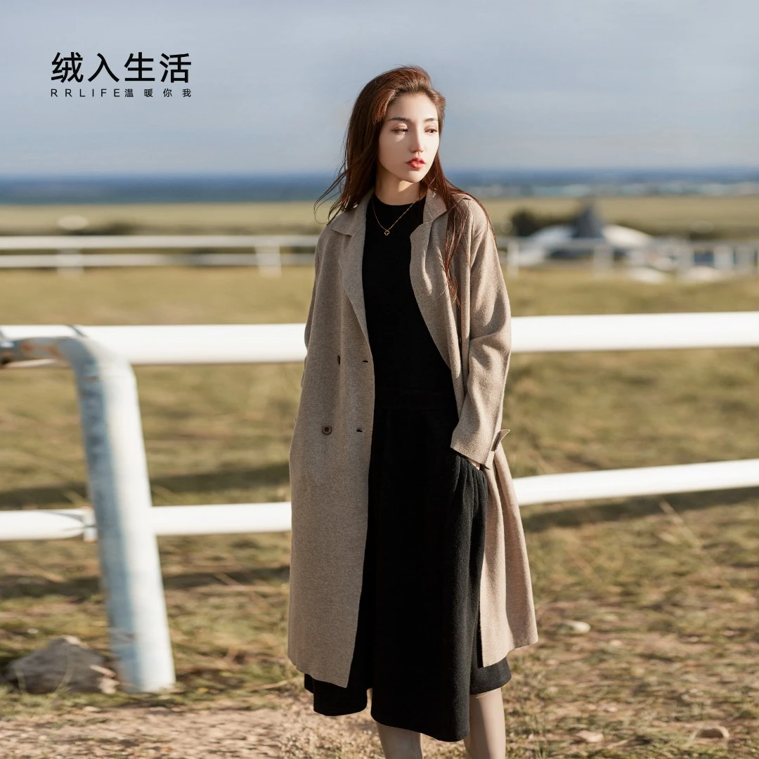 RRLIFE/绒入生活【绒然】反季促销100分山羊绒秋冬气质休闲女士大衣