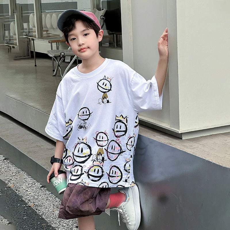 儿童套装男童夏季洋气时髦2024新款中大童夏装短袖t恤两件套童装