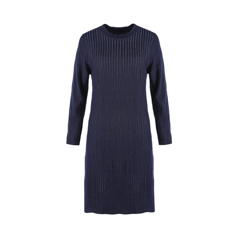 靓诺气质蓝A摆连衣裙LW19434A