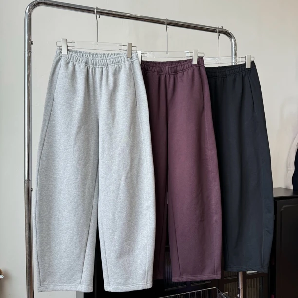 女双股毛圈卫裤 阔腿宽松时尚休闲百搭显瘦纯色秋冬