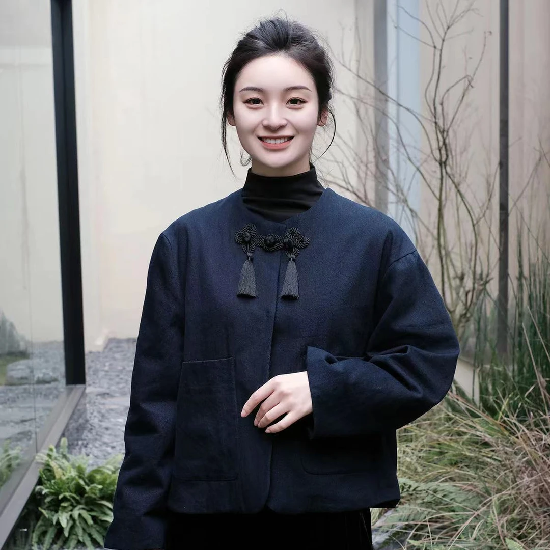 盛唐牡丹牛仔大花扣新中式外套（不支持七天无理由）