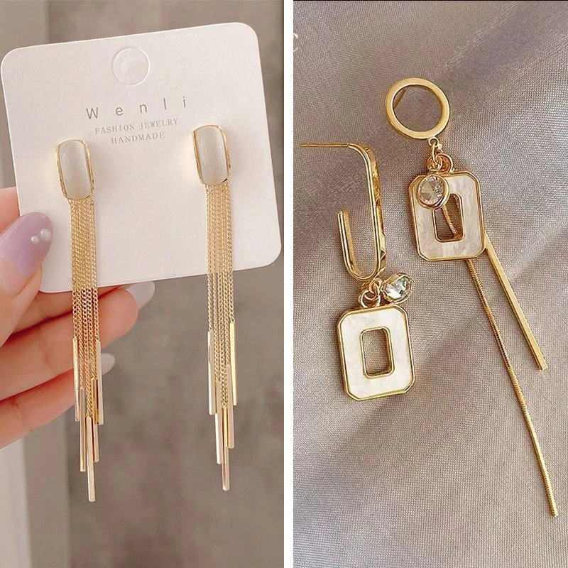 铜合金耳饰 流苏耳环长款气质超仙网红耳钉耳饰2025年新款潮高级