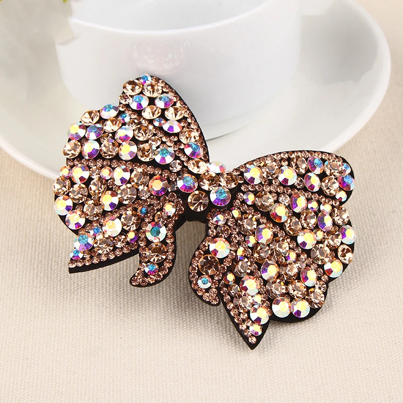 韩国新款OL澳钻时尚蝴蝶结女士发夹镶钻精美头饰 彩钻水晶边发夹