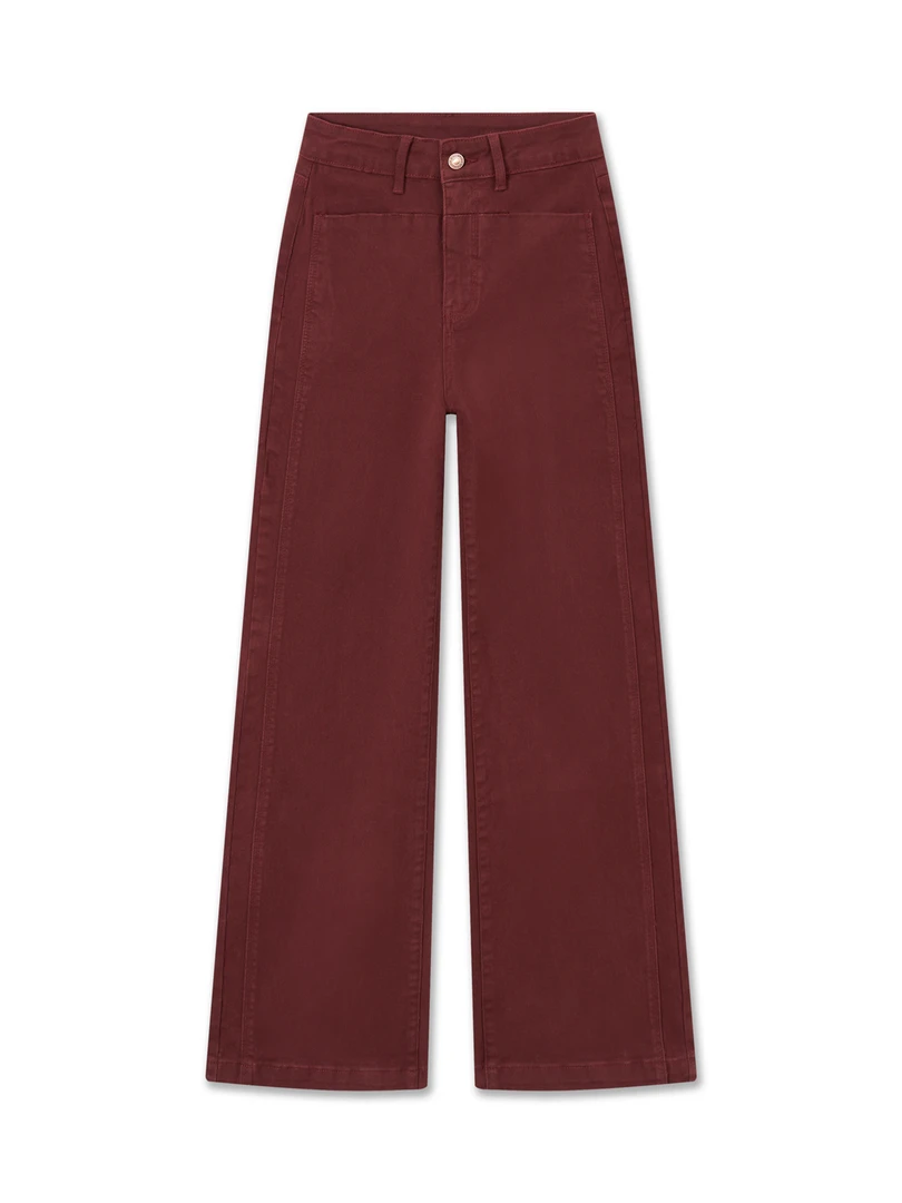 新款显瘦显高安格拉红色2024中高腰阔腿裤牛仔裤821时尚休闲宽松C