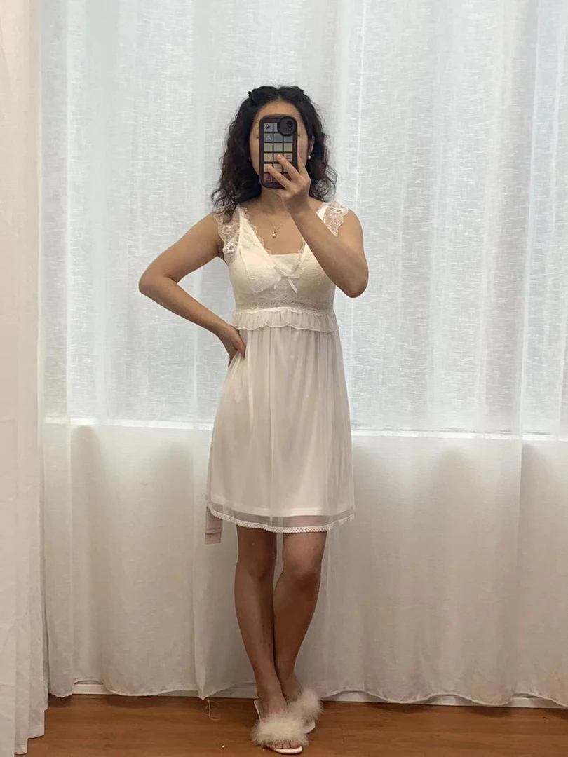 网纱浪漫夏季居家吊带睡裙时尚气质美背性感宫廷复古风蕾丝睡裙