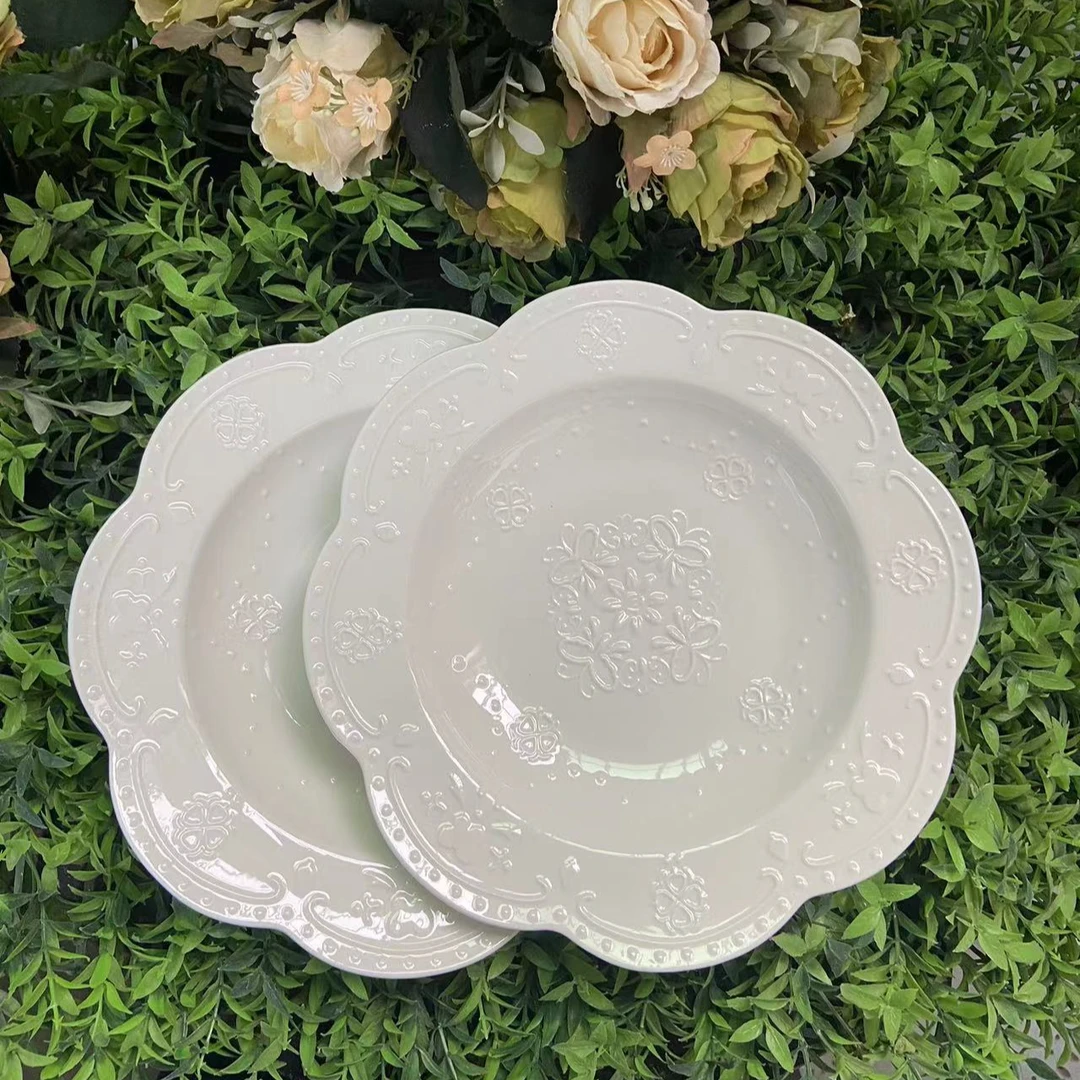 蕾丝花朵浮雕欧式家用陶瓷异形（两个装）