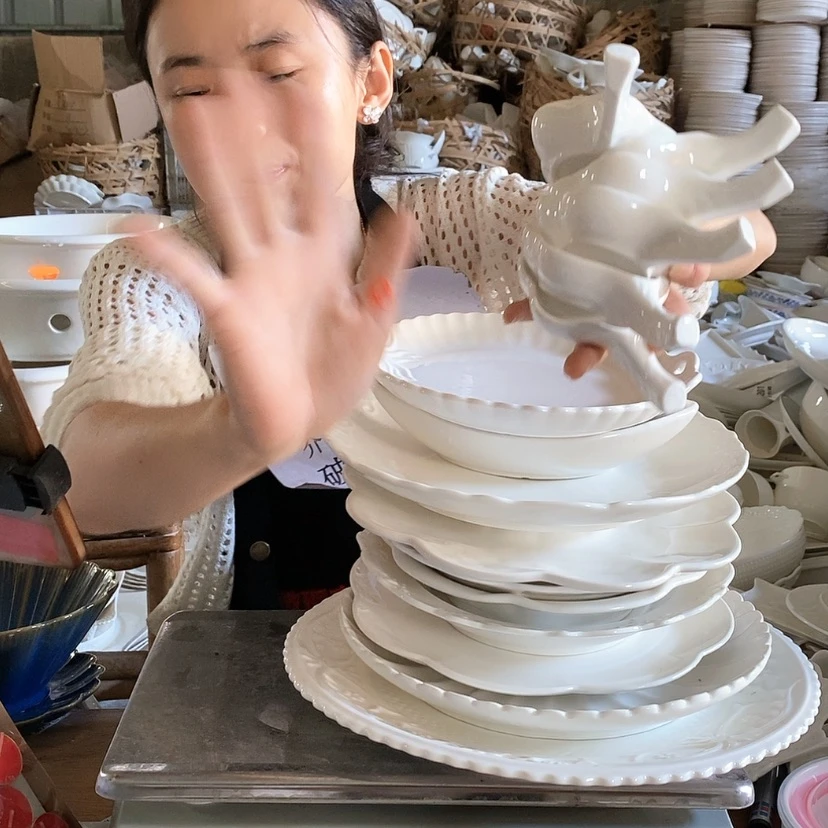 【闪购商品】陶瓷盘126十件套送六个筷子架微瑕