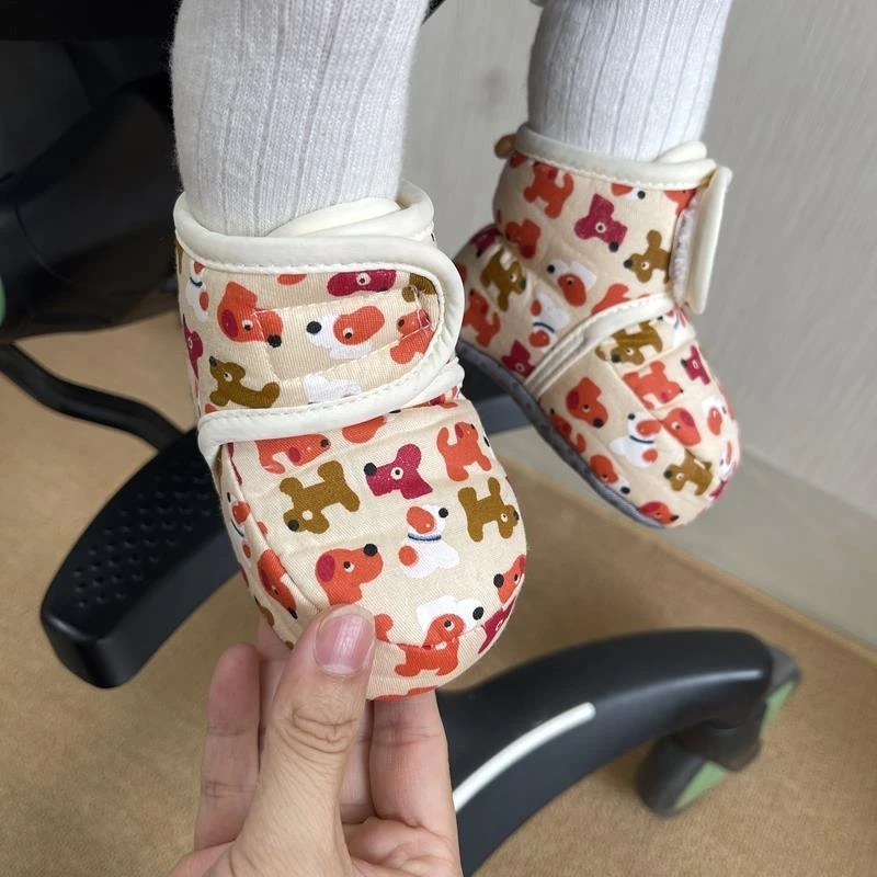 婴儿棉鞋加绒加厚0-1岁软底鞋男女宝宝保暖学步鞋6-12个月不掉鞋8