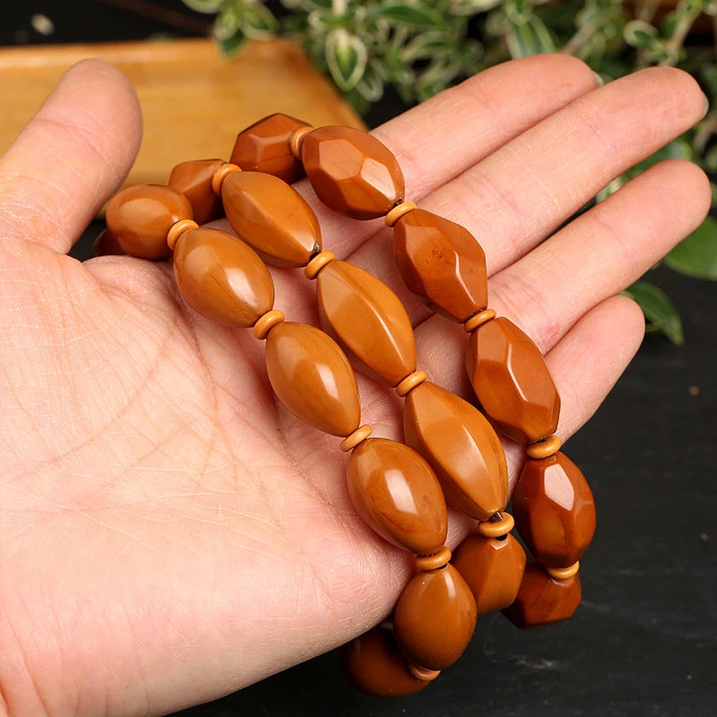 橄榄核手串正圆光珠原籽脖挂长串素核尖珠单圈手链配饰文玩好物