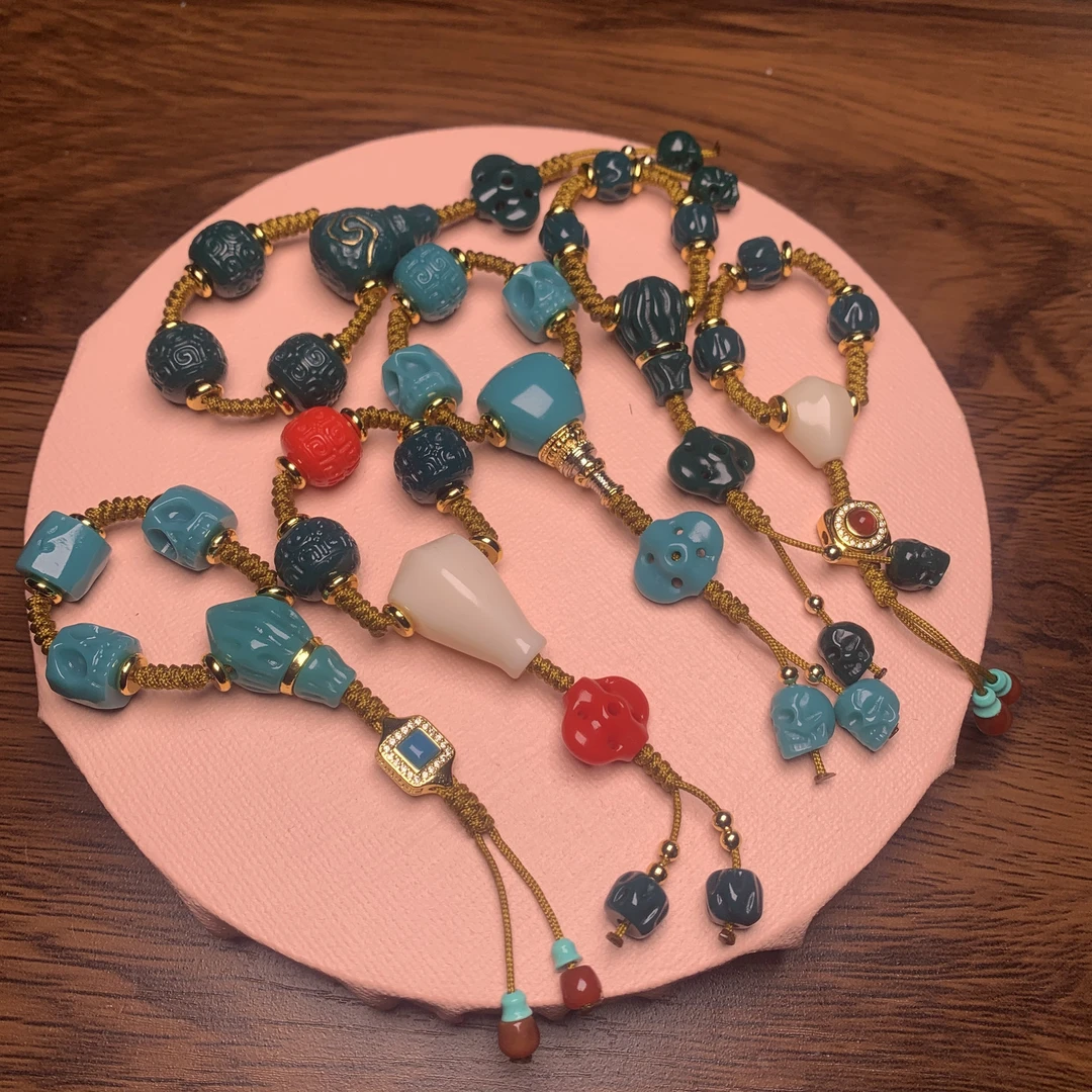 阿拉善顶珠腰珠三通背云弟子珠套装全套百香星月金刚文玩配饰