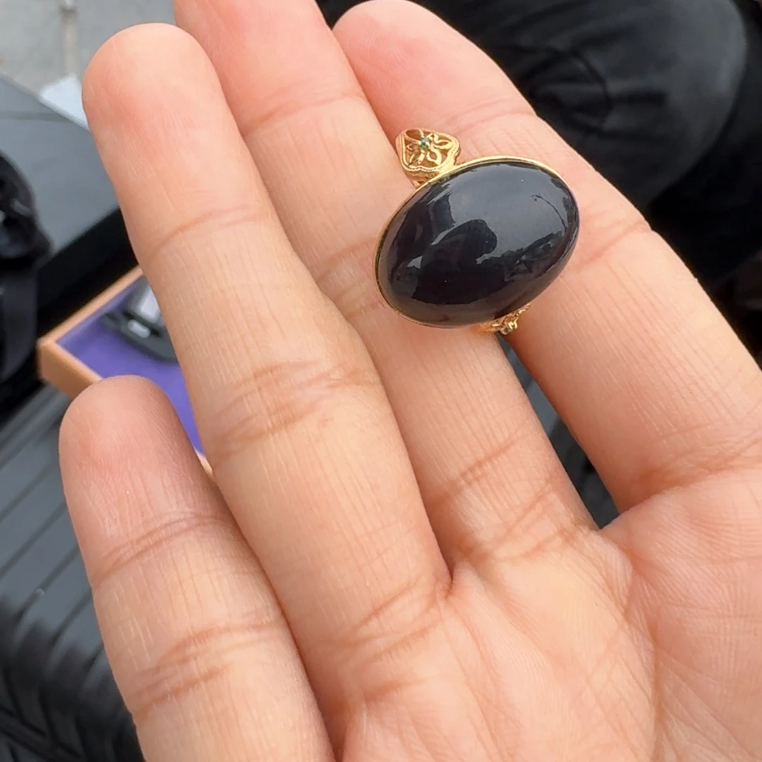 和田玉颈饰18K金镶嵌帝王紫戒指TZ拍一发一