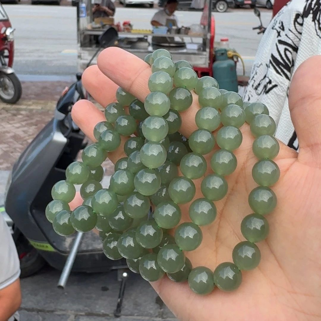 和田玉颈饰未镶嵌卡10荧光湖水绿多样性拍一发一