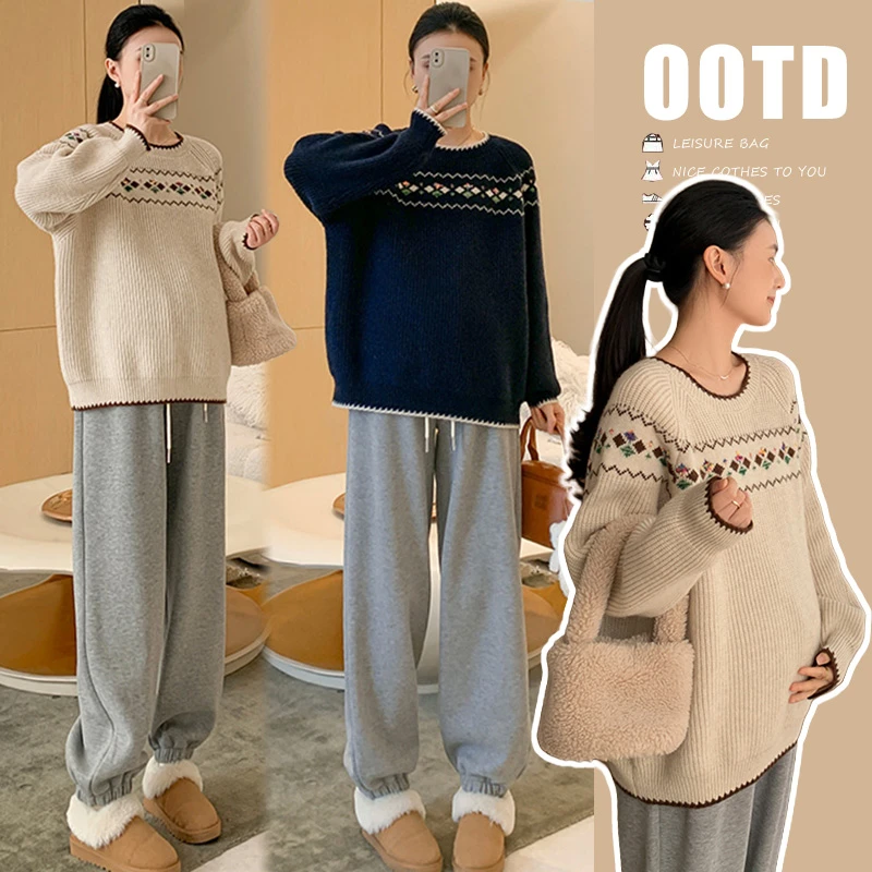 2025新款孕妇装秋冬装加厚保暖针织衫上衣百搭宽松显瘦孕妇毛衣潮