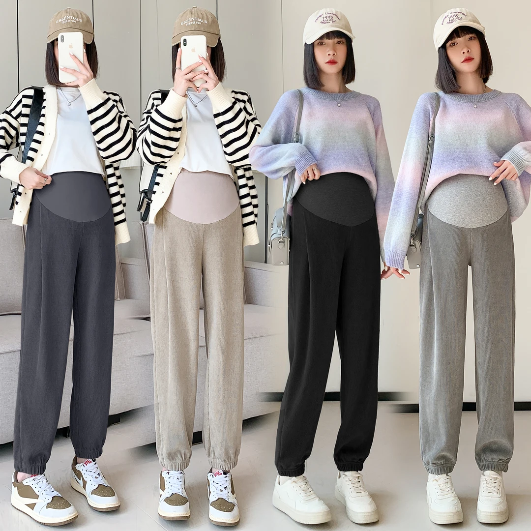 孕妇装秋季2024新款休闲百搭灯笼裤潮妈外穿宽松束脚裤孕妇托腹裤