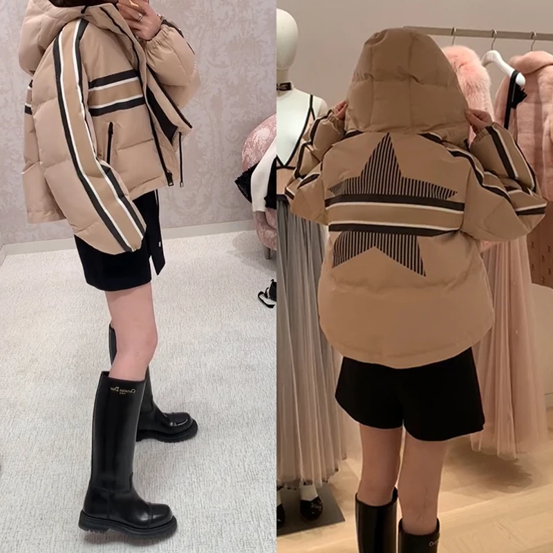 【mimius】七七 高奢线限定系列~star图案连帽鹅绒服 F10009