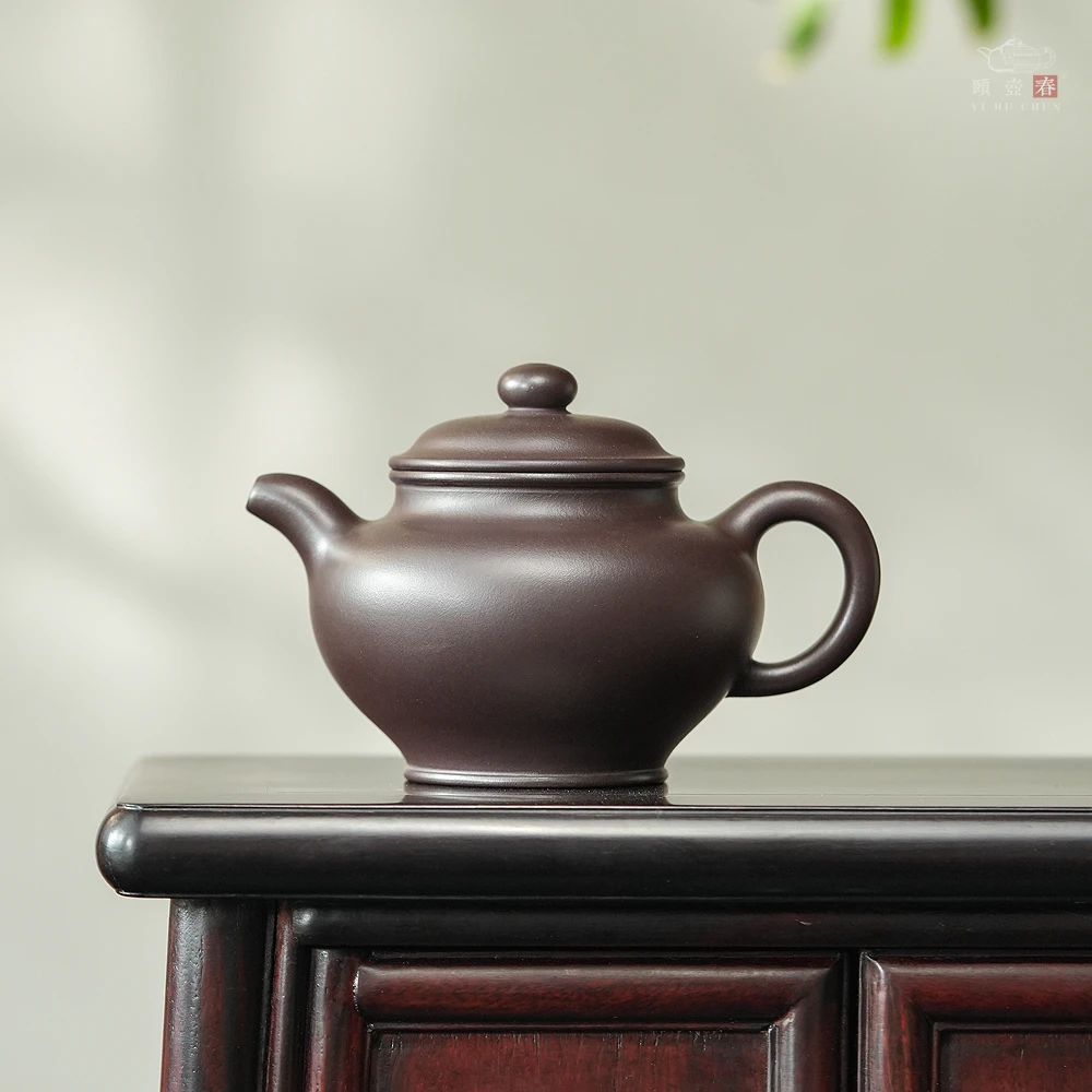 颐壶春高端宜兴紫砂壶 名家纯手工功夫泡茶壶 百目老紫泥掇只270c