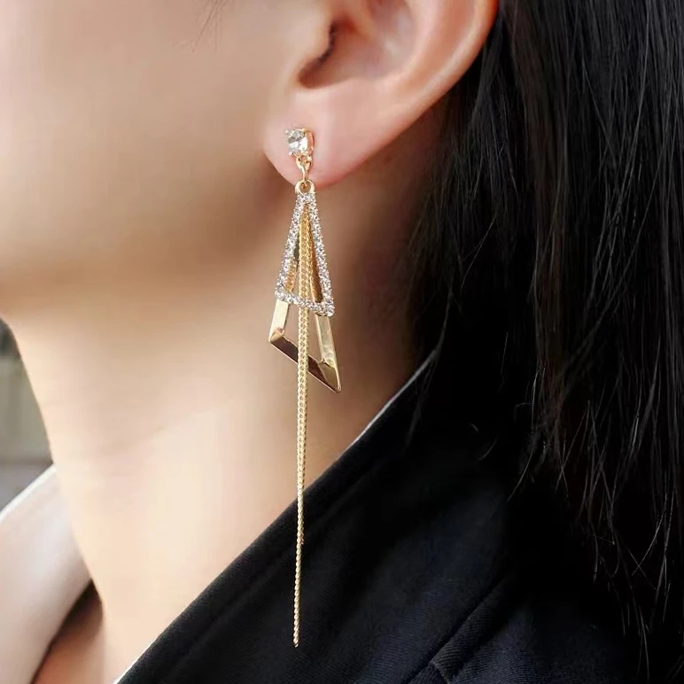 铜合金耳饰 流苏耳环女气质高级感耳钉轻奢精致百搭耳饰N2166